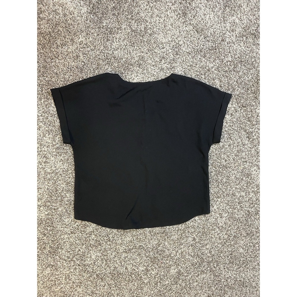 Banana Republic Top Womens Medium Black Cuffed Cap Sleeve Flowy Light Essentials